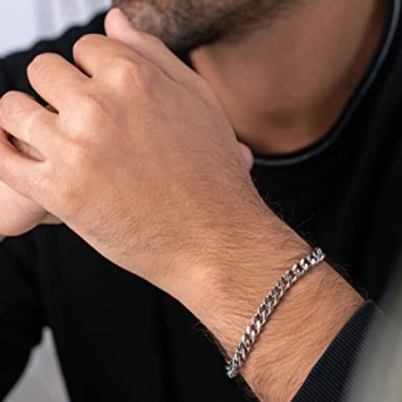 Sterling Silver Cuban Link Bracelet Classic Elegant Unisex Minimal Chic - Picture 3 of 8